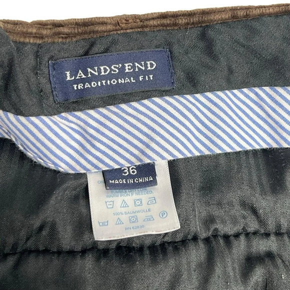 LANDS END Brown Traditional Fit Corduroy Pants 36 X 31.5 Comfort Waist Pleats - Picture 5 of 7